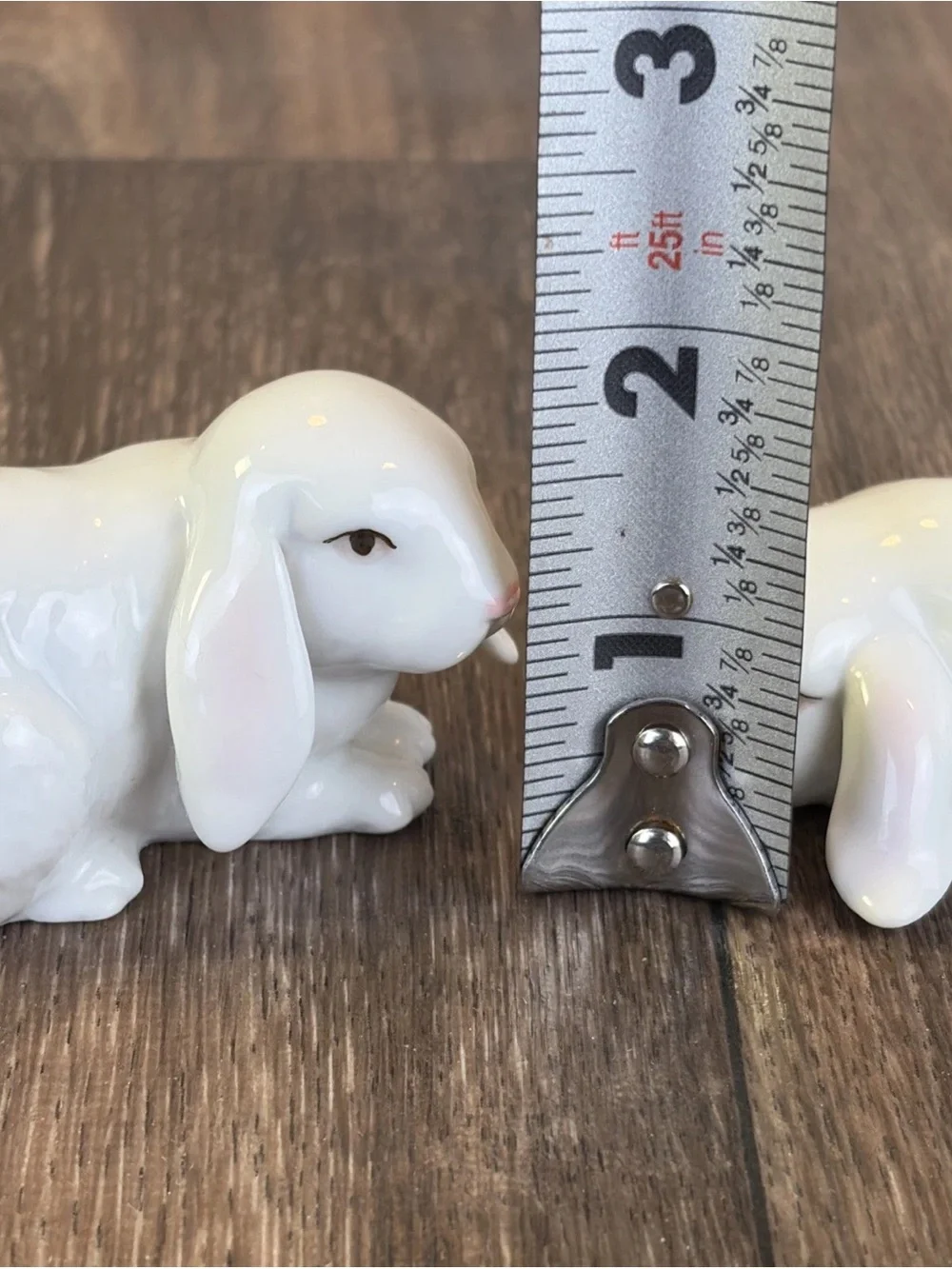 (2) Vintage OTAGIRI Japan Porcelain Easter Bunny Rabbits Glaze Figurines
